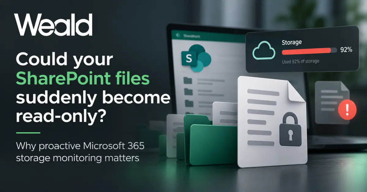 SharePoint storage warning showing files becoming read-only as capacity runs low