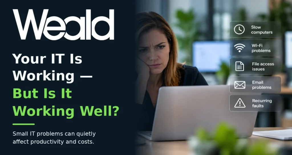 Business user reviewing IT performance and everyday computer problems